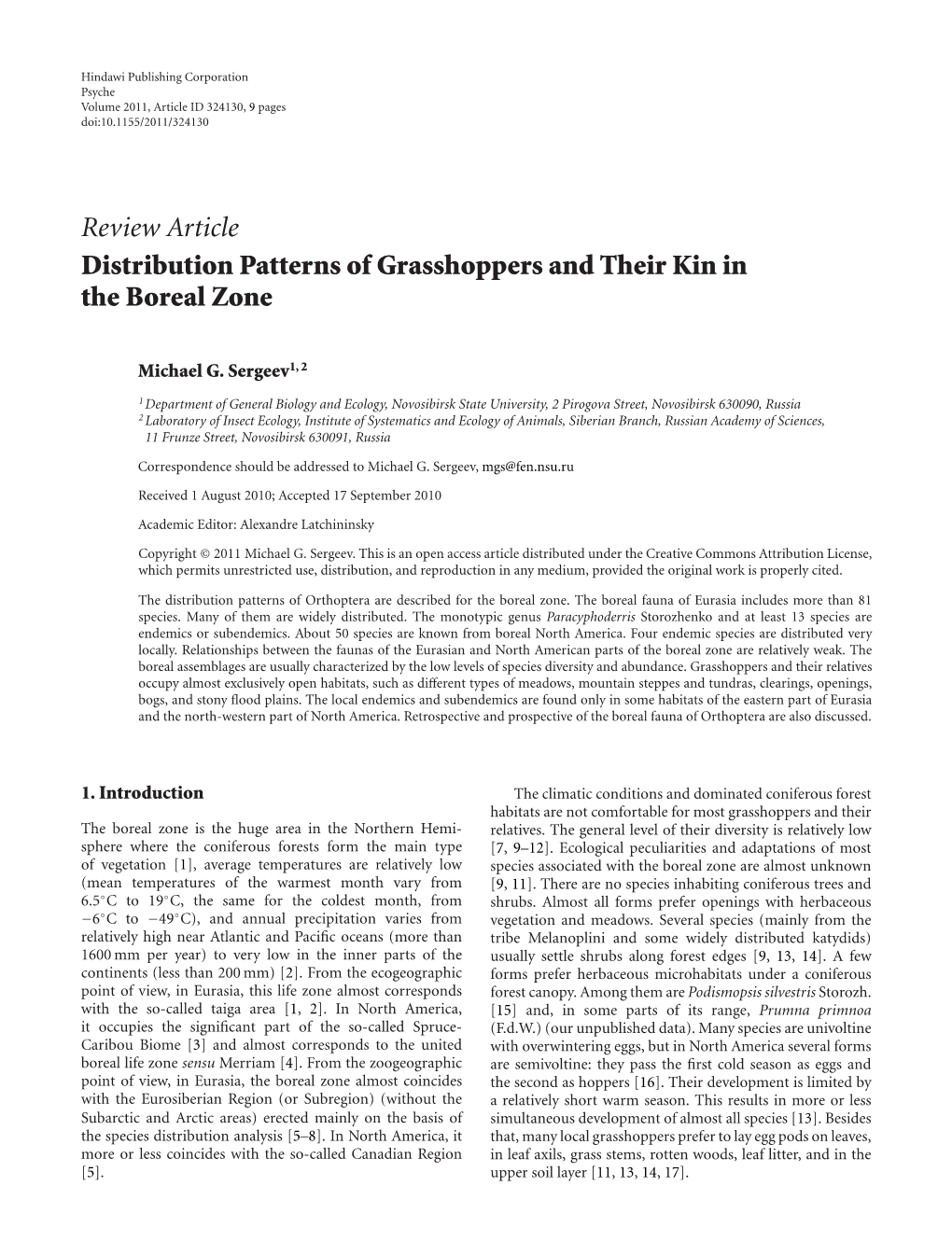 Distribution Patterns of Grasshoppers and Their Kin in the Boreal Zone