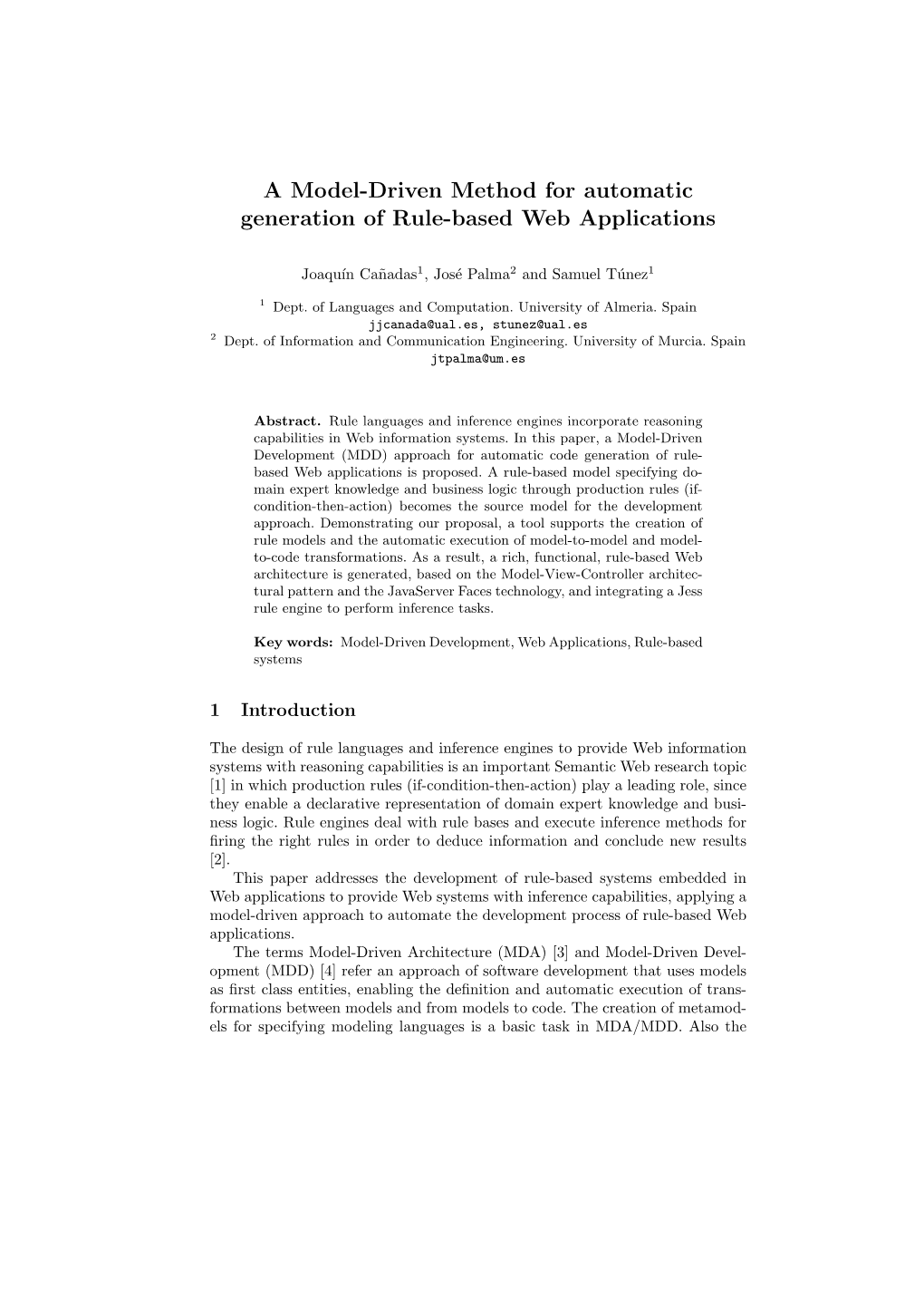 A Model-Driven Method for Automatic Generation of Rule-Based Web Applications