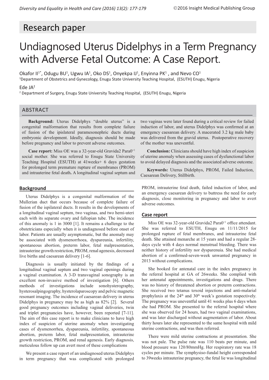 Undiagnosed Uterus Didelphys in a Term Pregnancy with Adverse Fetal Outcome: a Case Report