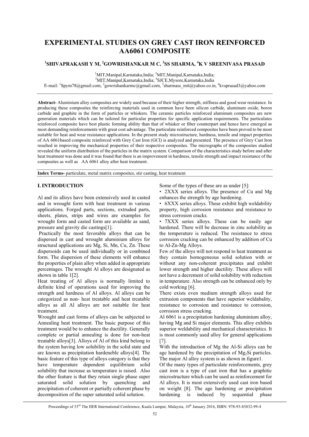 Experimental Studies on Grey Cast Iron Reinforced Aa6061 Composite