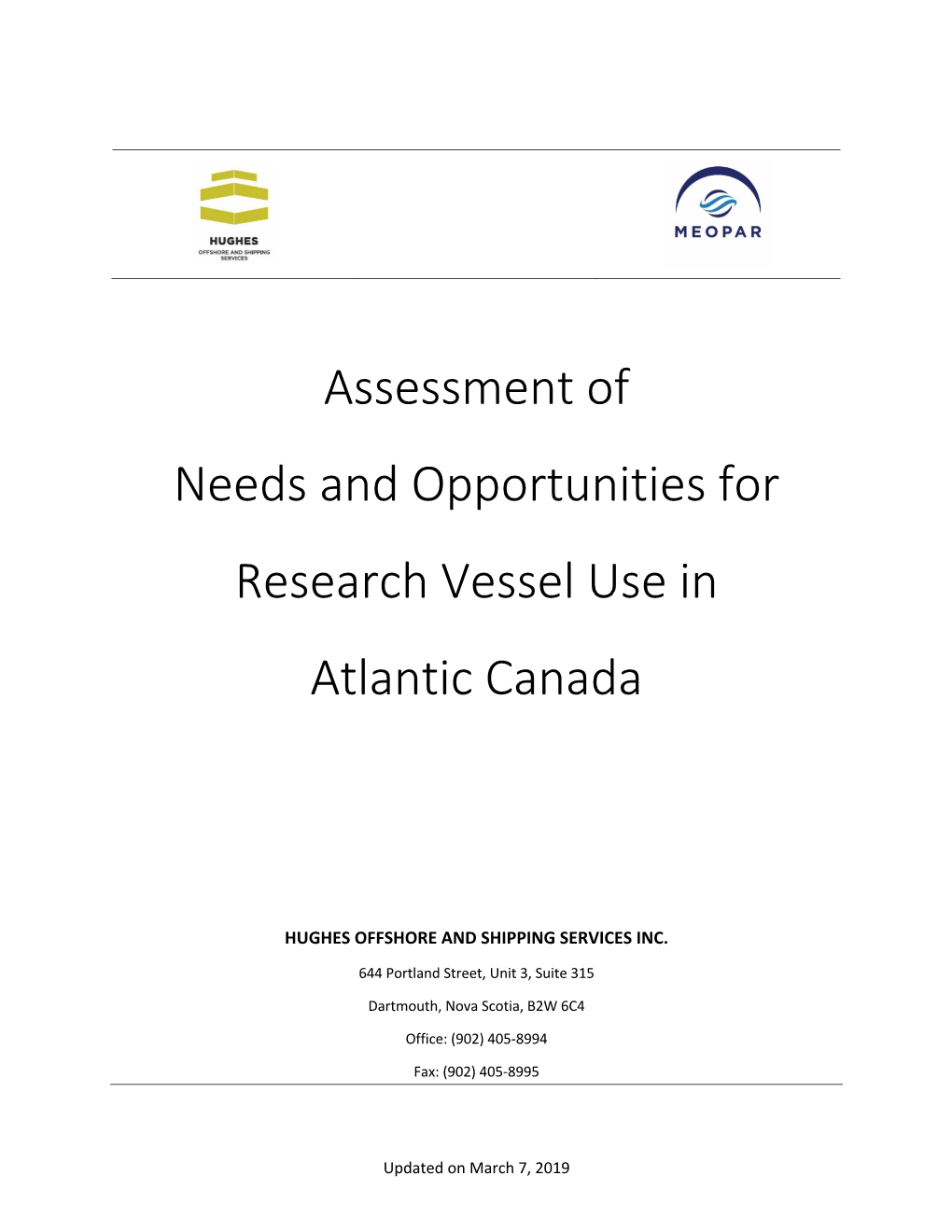 Assessment of Needs and Opportunities for Research Vessel Use in Atlantic Canada