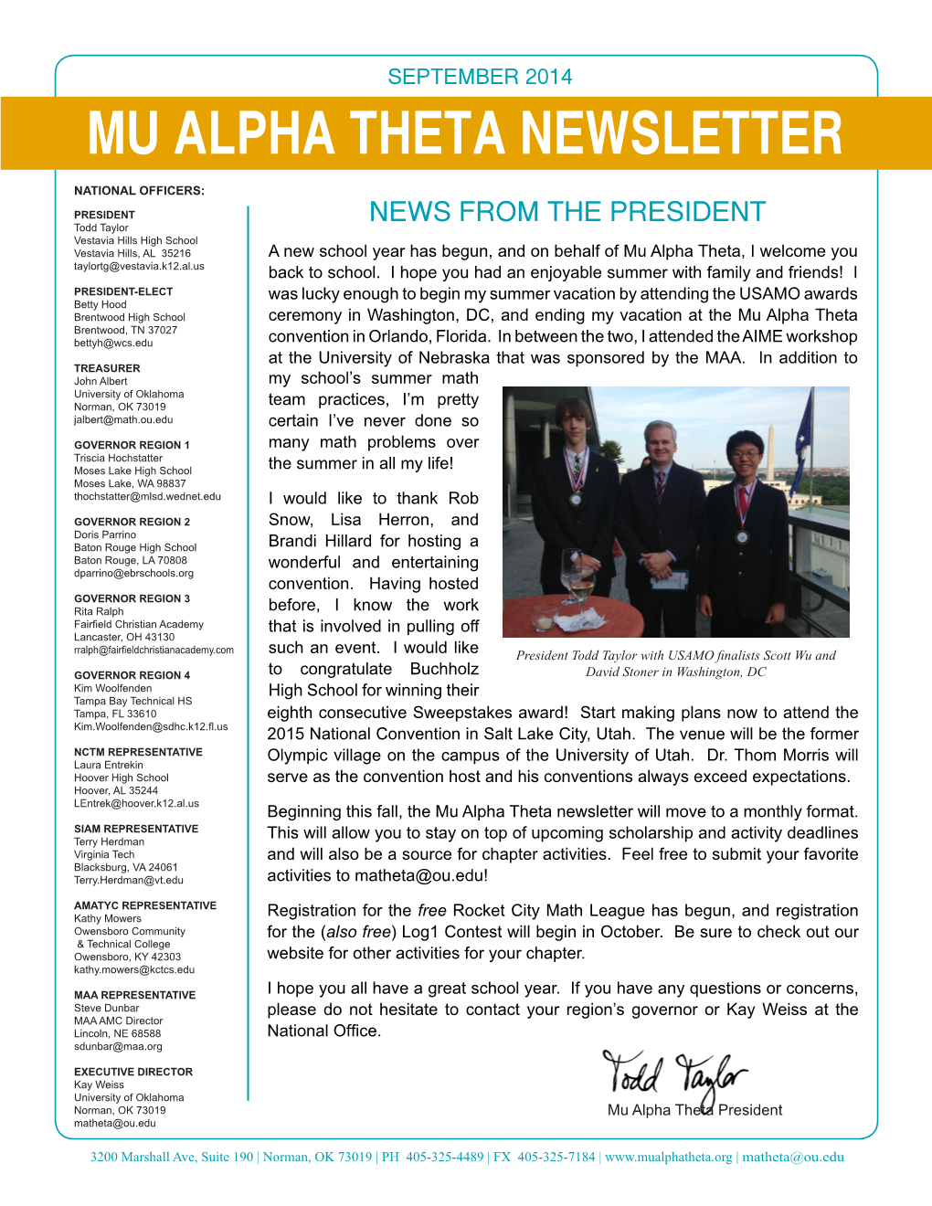 Mu Alpha Theta Newsletter