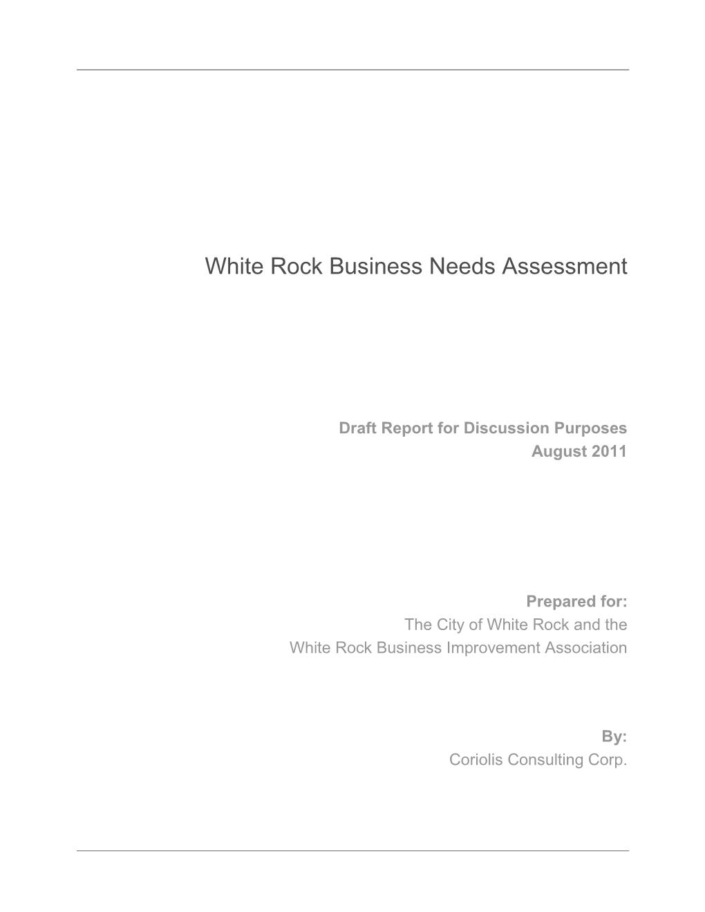 White Rock Business Needs Assessment