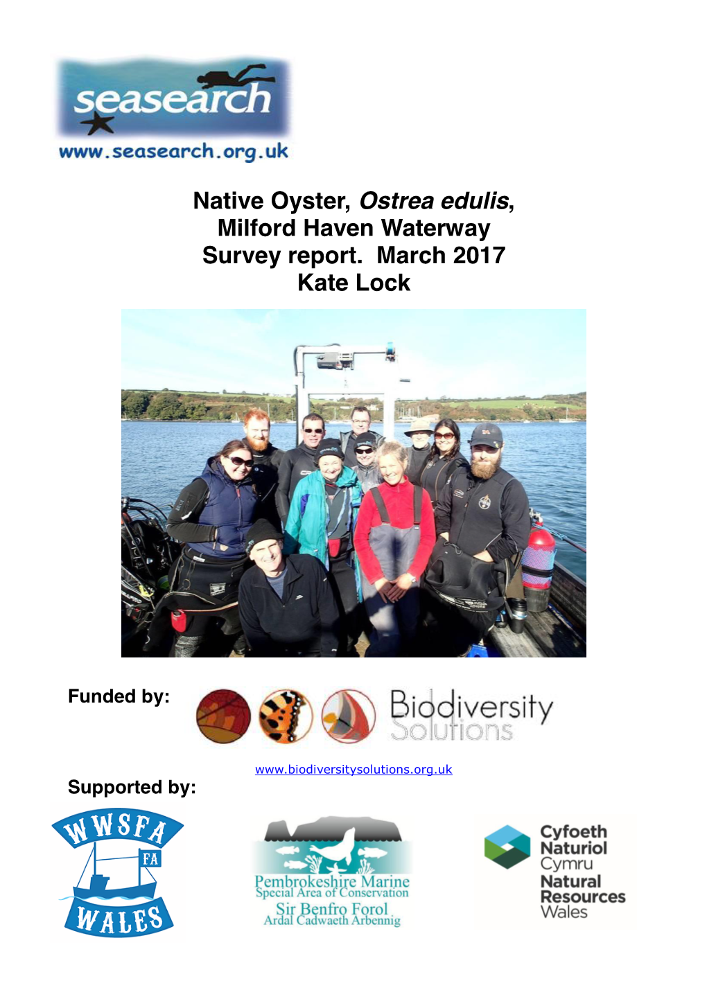 Native Oyster, Ostrea Edulis, Milford Haven Waterway Survey Report