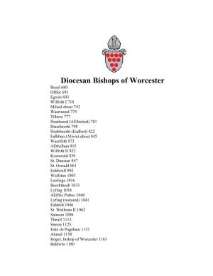 Diocesan Bishops of Worcester