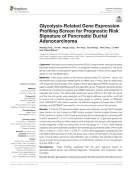 Glycolysis-Related Gene Expression Profiling Screen for Prognostic Risk
