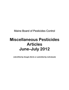 Miscellaneous Pesticides Articles June–July 2012