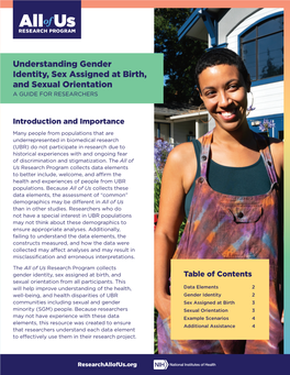 Understanding Gender Identity, Sex Assigned at Birth, and Sexual Orientation a GUIDE for RESEARCHERS