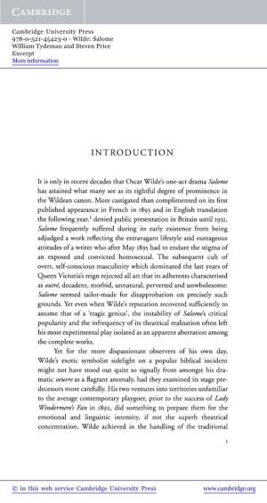 Wilde: Salome William Tydeman and Steven Price Excerpt More Information