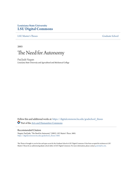 The Need for Autonomy