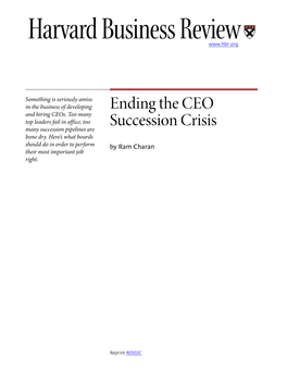 Ending the CEO Succession Crisis (Harvard Business Review)