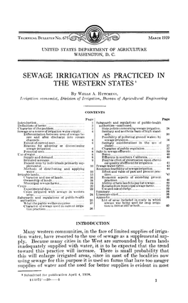 Sewage Irrigation As Practiced in the Western States '