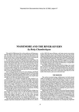 MAISEMORE and the RIVER SEVERN by Betty Chamberlayne