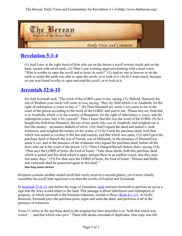 Revelation 5:1-4 Jeremiah 32:6-15