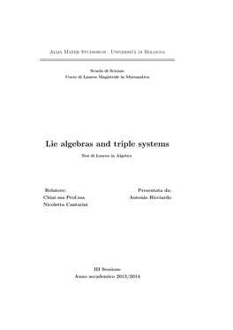 Lie Algebras and Triple Systems