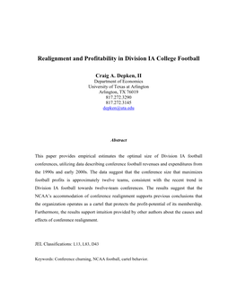 Profitability in Division IA College Football3