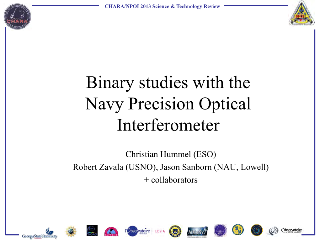 Binary Star Studies with NPOI