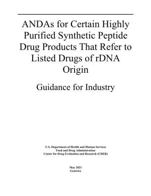 Guidance for Industry- Synthetic Peptides