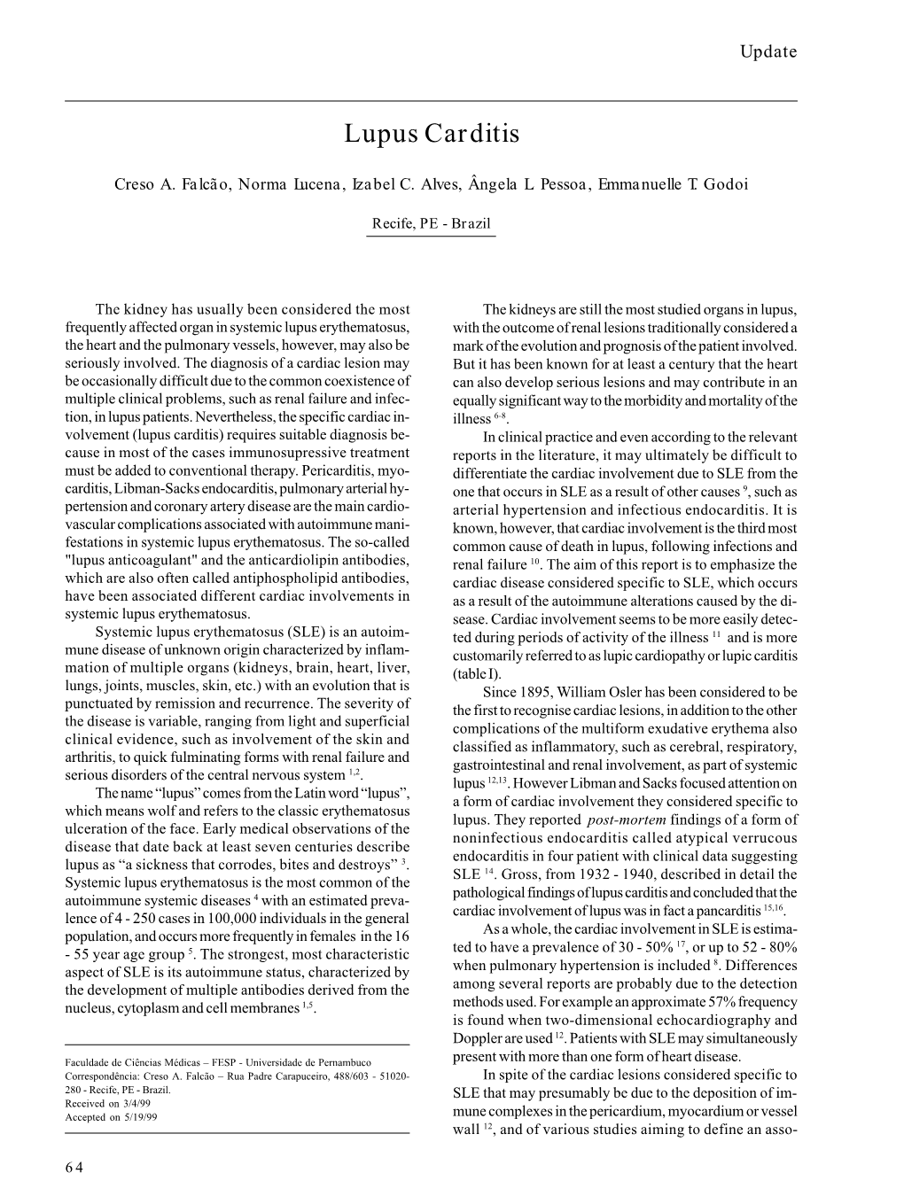 Lupus Carditis Volume 74, (Nº 1), 2000