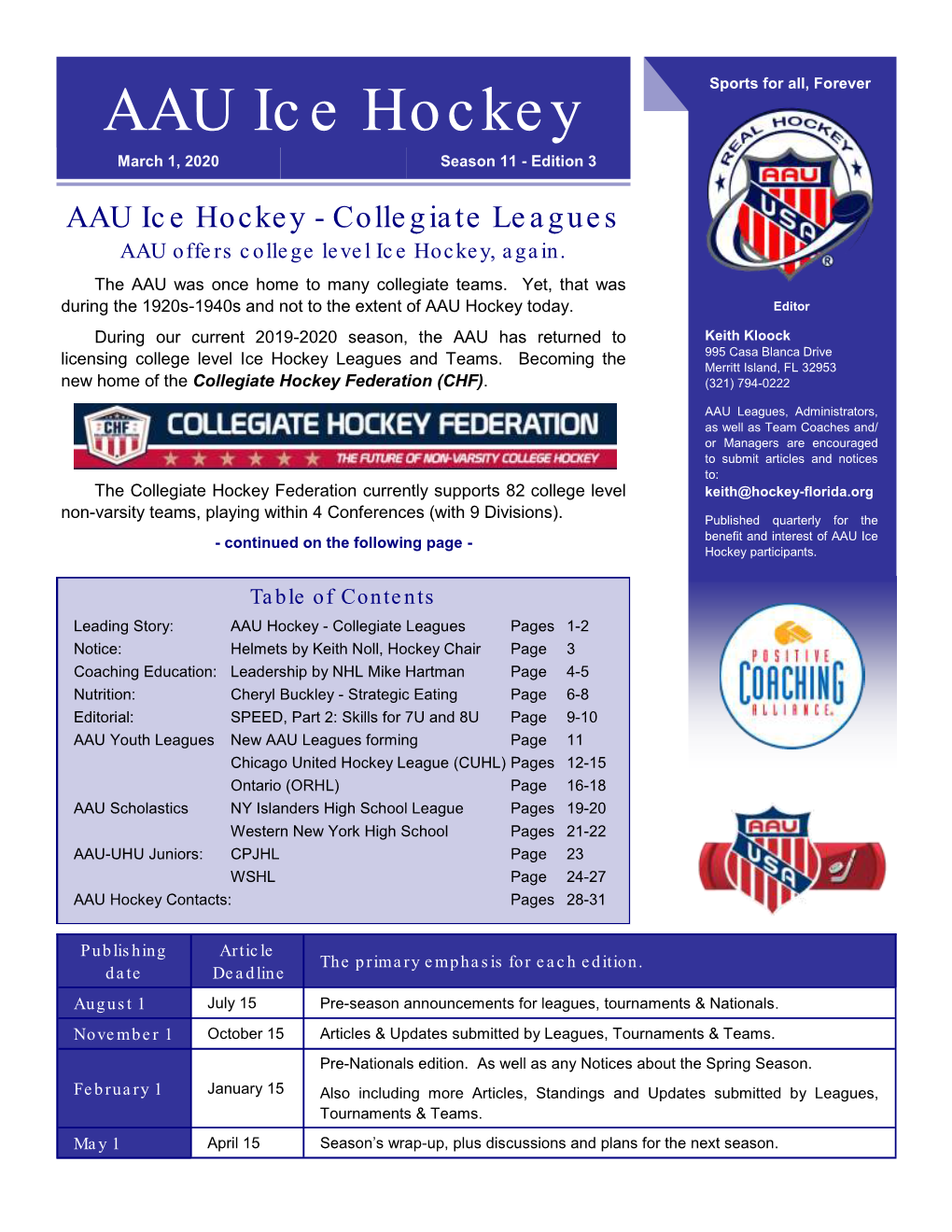 AAU Ice Hockey Newsletter