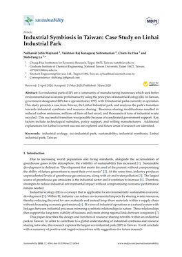 Industrial Symbiosis in Taiwan: Case Study on Linhai Industrial Park