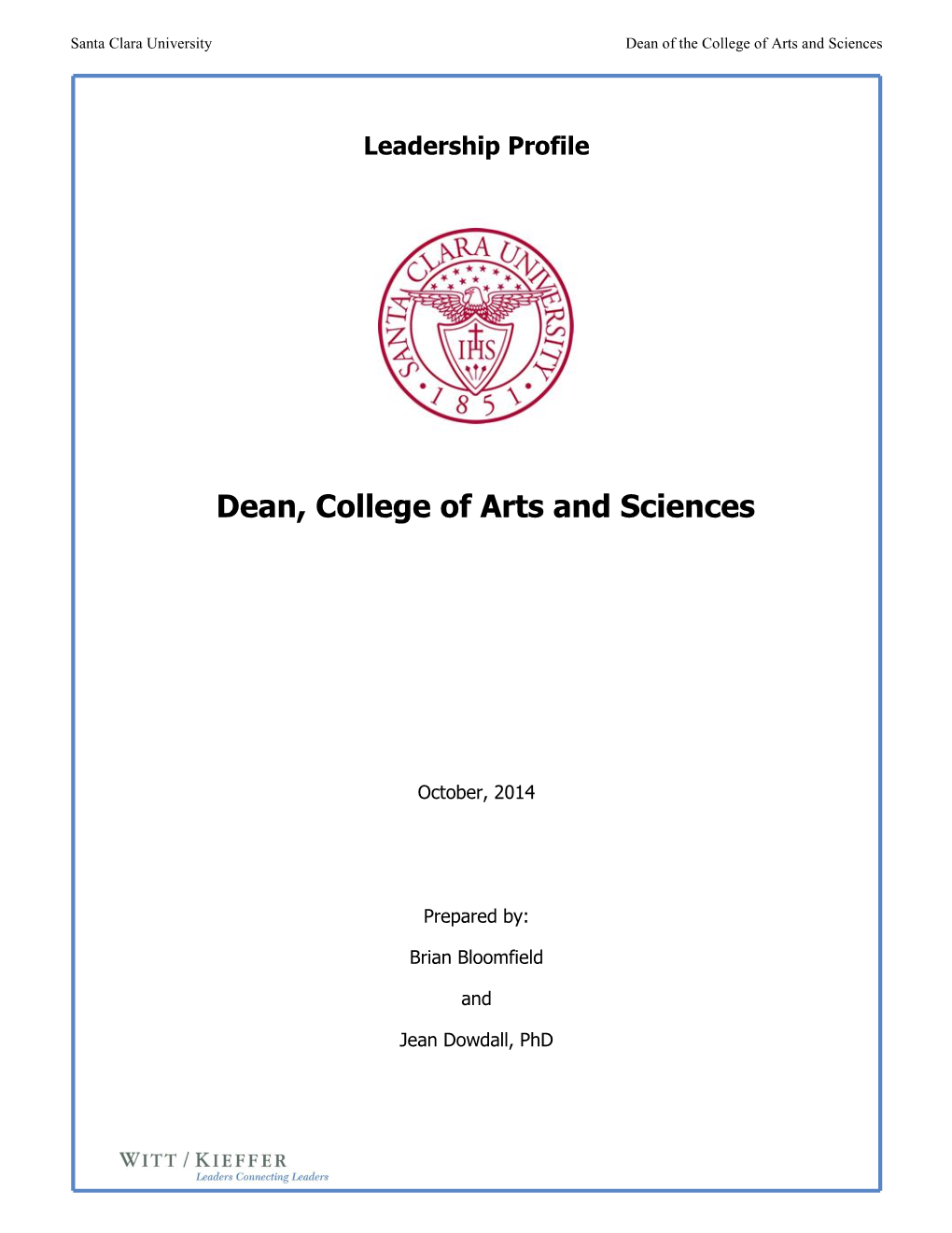 Dean, College of Arts and Sciences