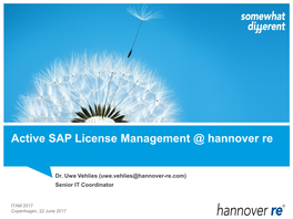 Active SAP License Management @ Hannover Re