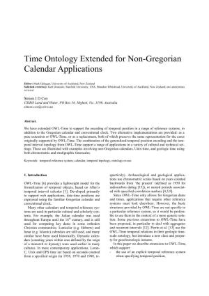 Time Ontology Extended for Non-Gregorian Calendar Applications