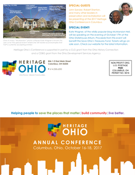 ANNUAL Conference Columbus, Ohio, October 16-18, 2017 2017 Annual Conference Agenda Columbus, Ohio
