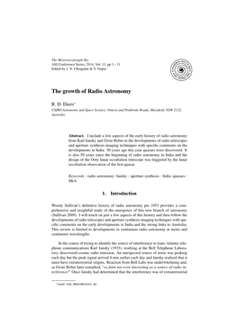 The Growth of Radio Astronomy