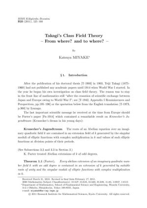 Takagi's Class Field Theory