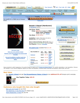 Amazon.Com: Ascent: a Novel: Books: Jed Mercurio 03/16/2007 03:31 PM