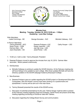 Page 1 Minutes from Meeting: Tuesday