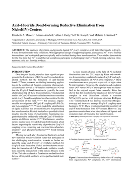 Aryl–Fluoride Bond-Forming Reductive Elimination from Nickel(IV) Centers Elizabeth A