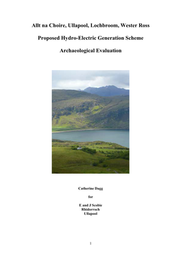 Allt Na Choire, Ullapool, Lochbroom, Wester Ross Proposed Hydro