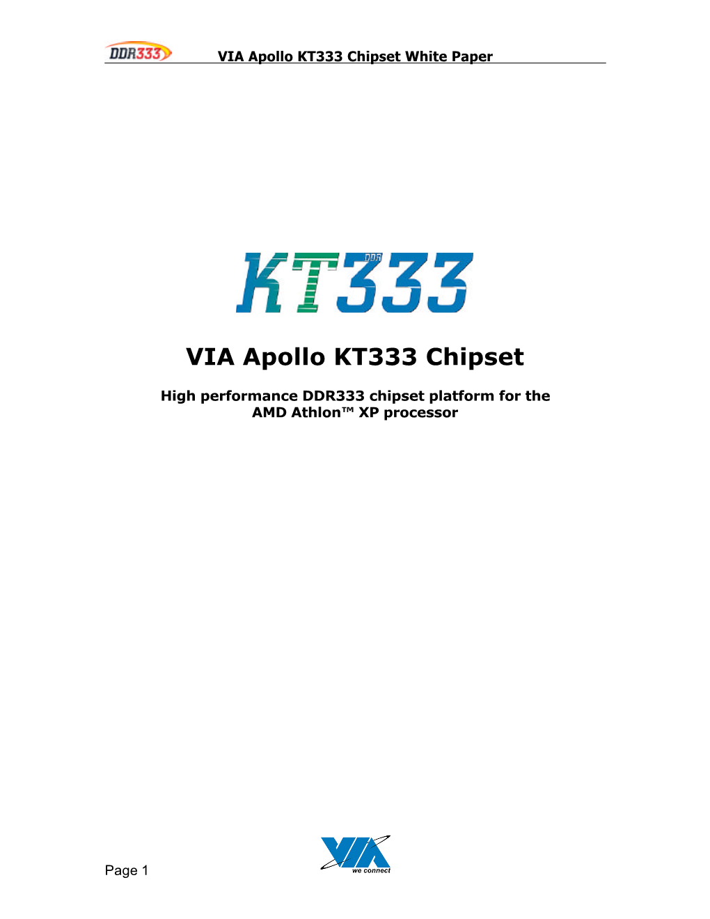 VIA Apollo KT333 Chipset White Paper