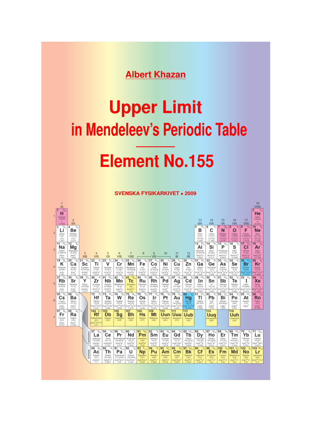 Upper Limit in Mendeleev's Periodic Table