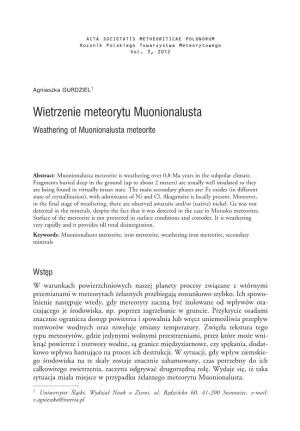 Wietrzenie Meteorytu Muonionalusta