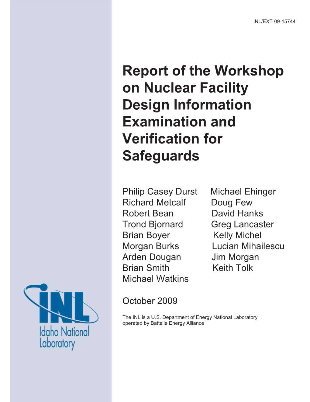 Report of the Workshop on Nuclear Facility Design Information Examination and Verification for Safeguards