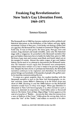 Freaking Fag Revolutionaries: New York's Gay Liberation Front, 1969-1971