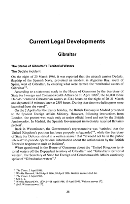 36 Current Legal Developments Gibraltar the Status of Gibraltar's