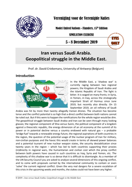 Iran Versus Saudi Arabia. Geopolitical Struggle in the Middle East