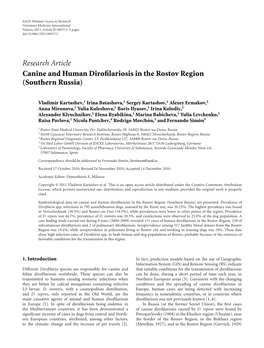 Canine and Human Dirofilariosis in the Rostov Region (Southern Russia)
