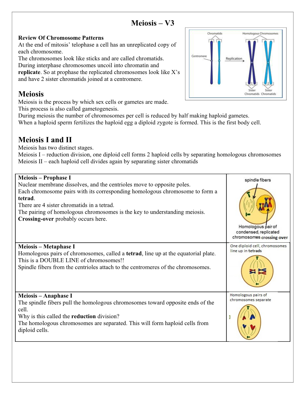 Review of Chromosome Patterns