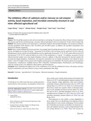The Inhibitory Effect of Cadmium And/Or Mercury on Soil Enzyme Activity, Basal Respiration, and Microbial Community Structure in Coal Mine–Affected Agricultural Soil