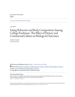 The Effect of Dietary and Commensal Culture on Biological Outcomes" (2012)