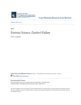 Forensic Science: Daubert’S Failure Paul C