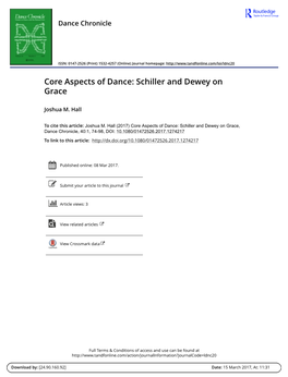 Core Aspects of Dance: Schiller and Dewey on Grace