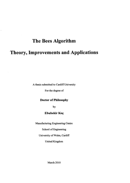 The Bees Algorithm Theory, Improvements and Applications