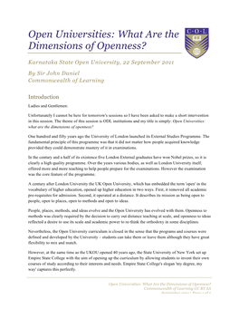Open Universities: What Are the Dimensions of Openness?